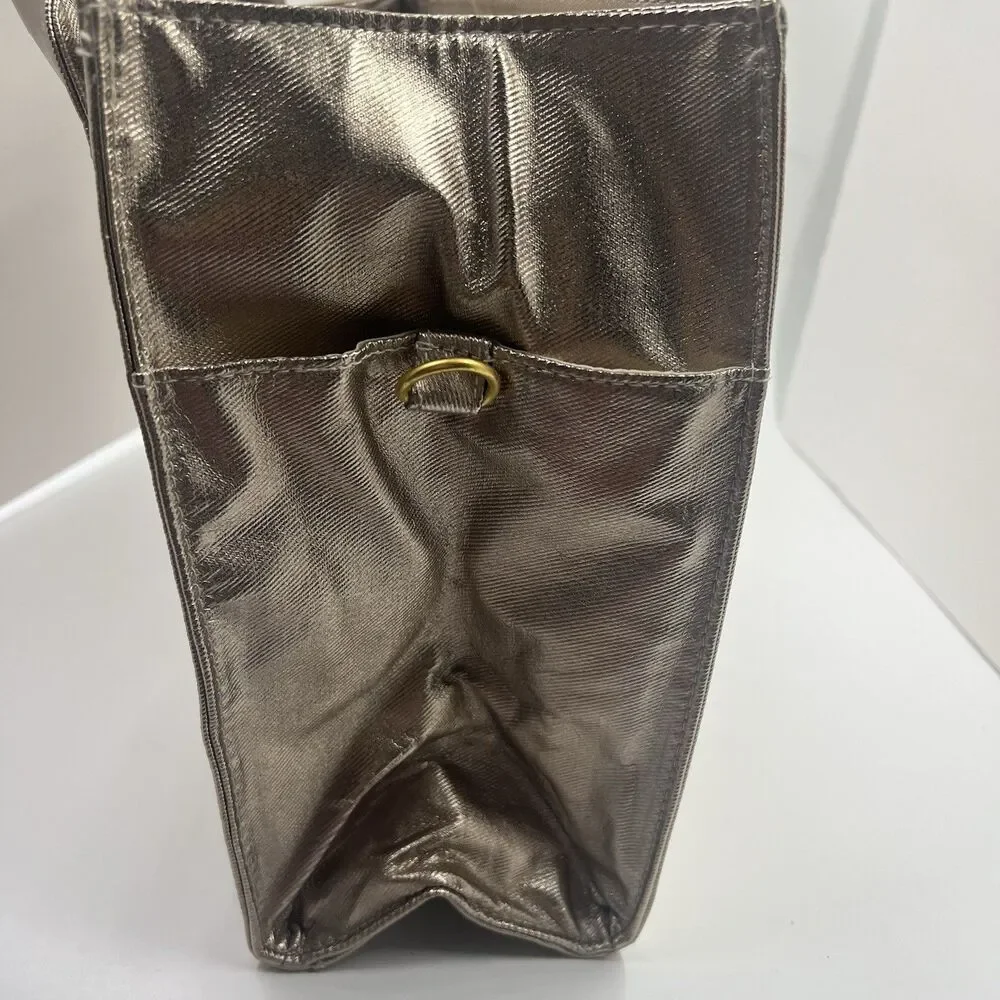 Lancome Champagne Gold Structured Tote Bag w/ side hook rings for shoulder strap